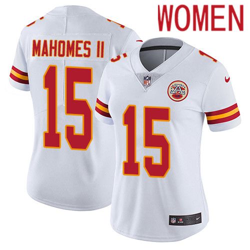 Women Kansas City Chiefs #15 Patrick Mahomes II Nike White Vapor Limited NFL Jersey->women nfl jersey->Women Jersey